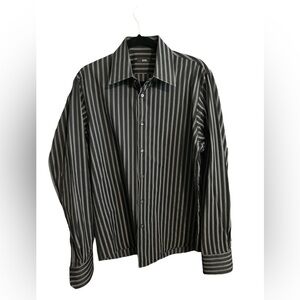 Boss by Hugo Boss - Men’s Dress Shirt - 16 36/37 Black/Grey Stripes.